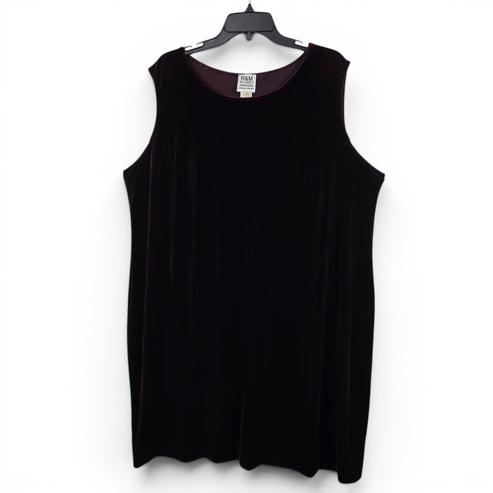 R&M Richards Womens Petite XL Plum Purple Velvet Sleeveless Shift Dress Vintage